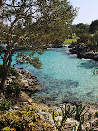 Bucht, in der Menschen schwimmen