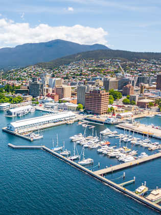 Panorama vom Hafen in Hobart