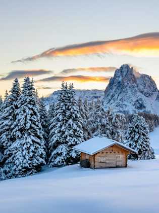 Die berühmte Seiser Alm in Südtirol im Winter. © iStock via Getty/Smitt