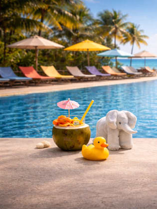 Urlaubsklischees am Pool © Bild erstellt mit KI