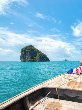 boat go to Chicken island in the Andaman sea,Krabi,Thailand