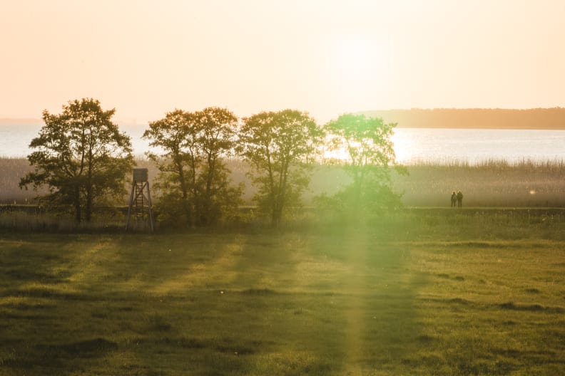Wandern bei Sonnenaufgang bei Vogelsang-Warsin, Mecklenburg-Vorpommern
