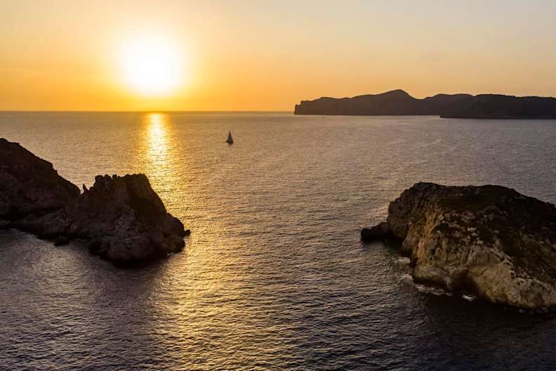 Sonnenuntergang Las Malgrats, Mallorca.