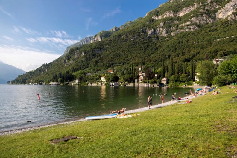 Strand Riva Bianca, Comer See, Italien