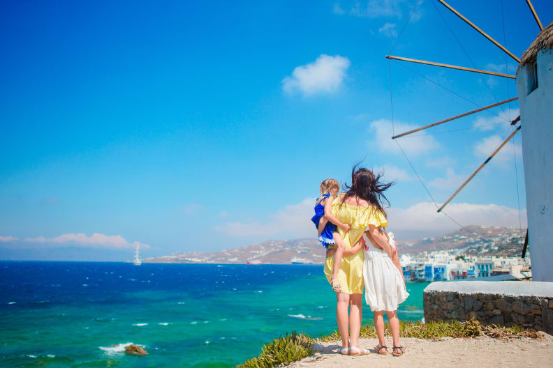 Familienurlaub am Strand, griechische Inseln