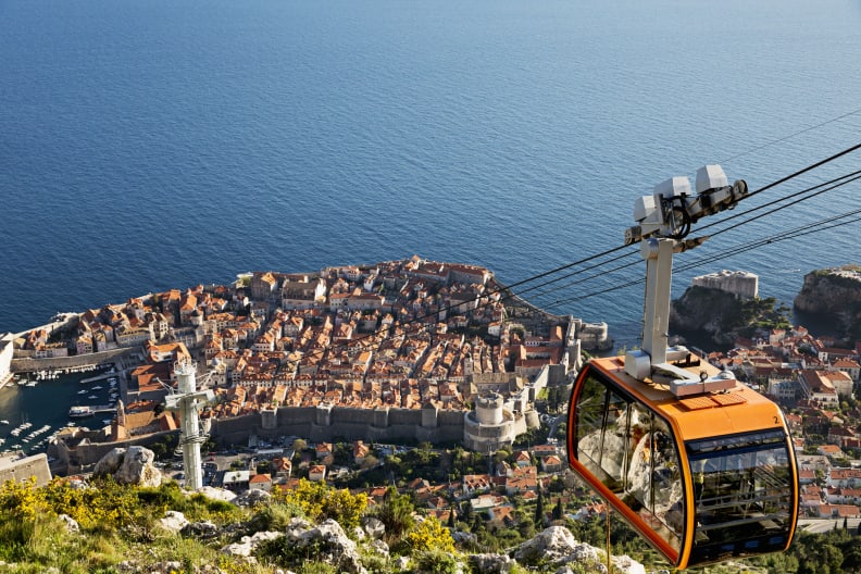 Cable car above Dubrovnik old town, Croatia
