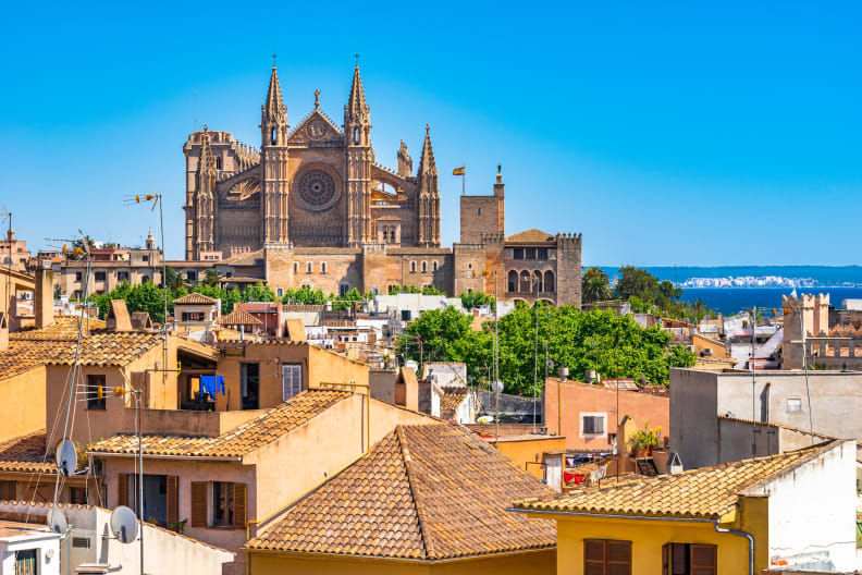 Blick auf die Kathedrale La Seu, Palma de Mallorca