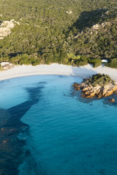 Luftaufnahme einer grünen Küste mit dem wunderschönen Prince Beach © iStock.com/Travel Wild