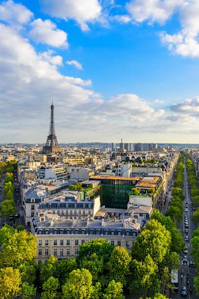 Blick über Paris mit dem Eiffelturm.