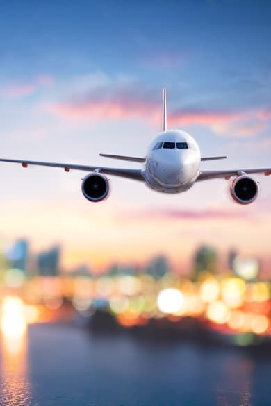 Ein Flugzeug in der Luft.