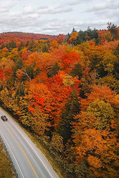Auto fahren New England Schöne Herbst Landschaft Luftaufnahme