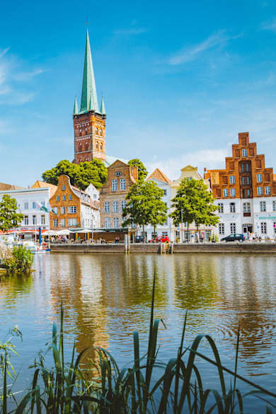Fluss Trave in Lübeck, Schleswig-Hostein, Deutschland