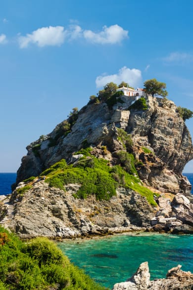 Kirche Àgios Ioánnis sto Kastrí (Mamma Mia! Kirche), Skopelos Stadt, Sporaden