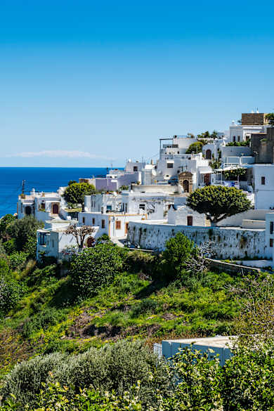 Greece, Rhodes, white houses of the town of Lindos