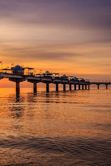 Misdroy Pier bei Sonnenuntergang