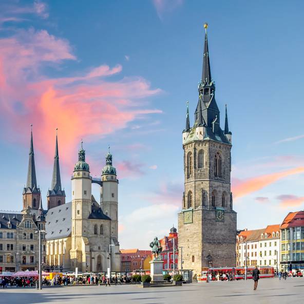 Marktplatz in Halle (Saale), Deutschland.