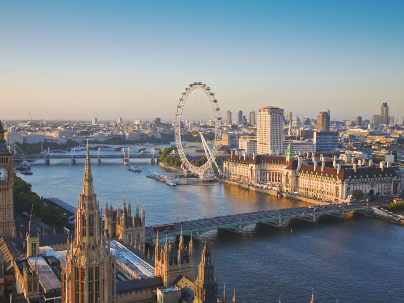 lick über London mit Big Ben und Riesenrad