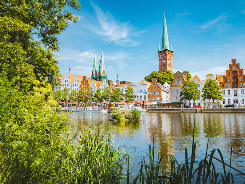 Fluss Trave in Lübeck, Schleswig-Hostein, Deutschland