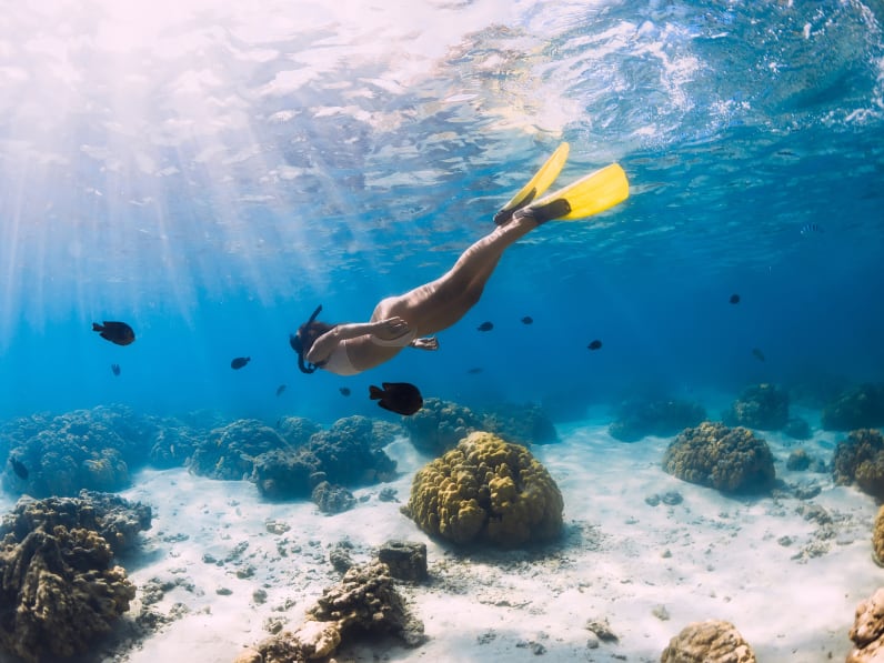 Eine Frau beim Schnorcheln