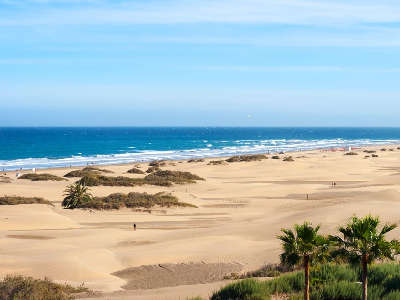 Coastline with sand dunes of Maspalomas. Gran Canaria, Canary Islands