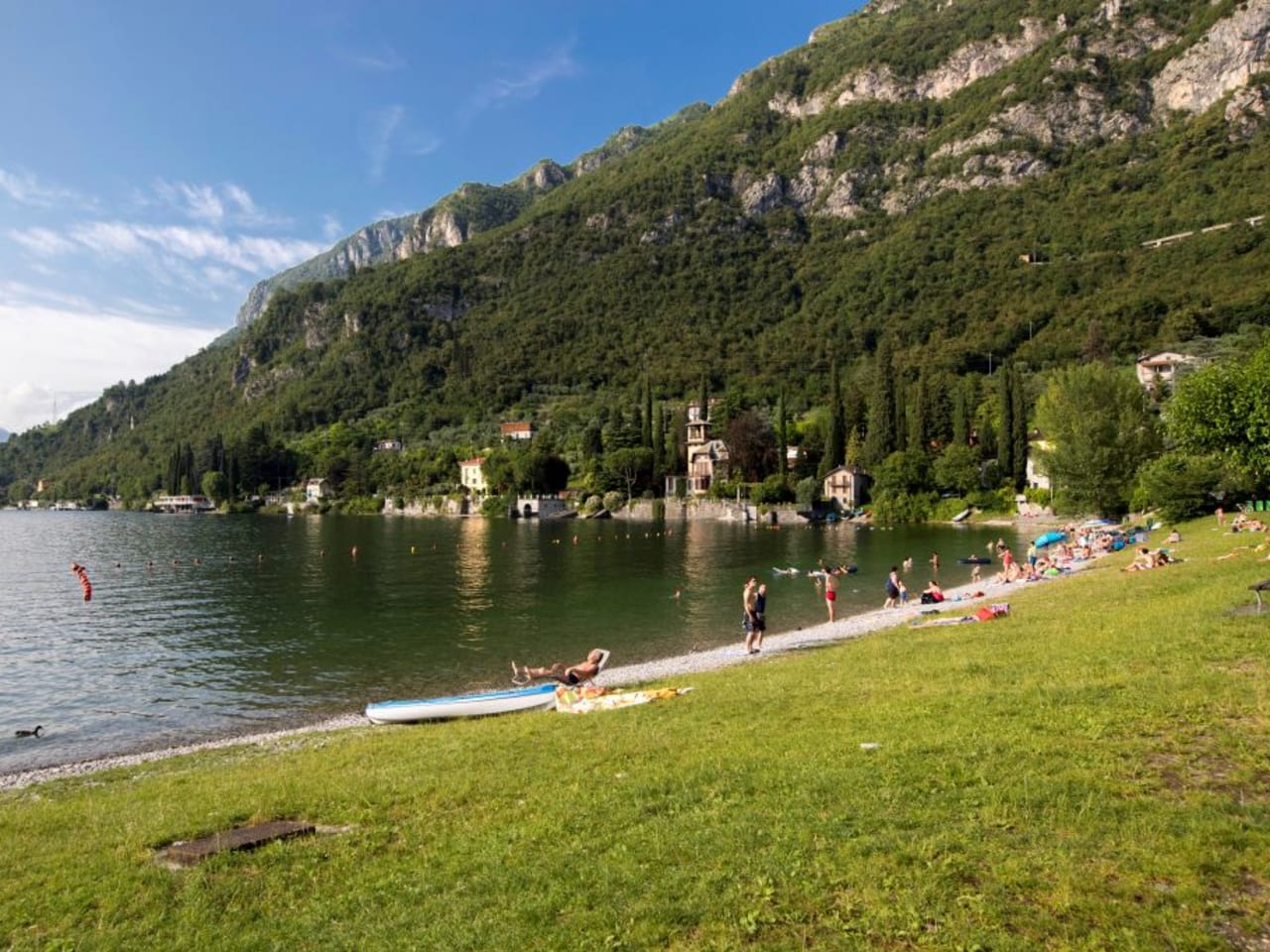 Strand Riva Bianca, Comer See, Italien