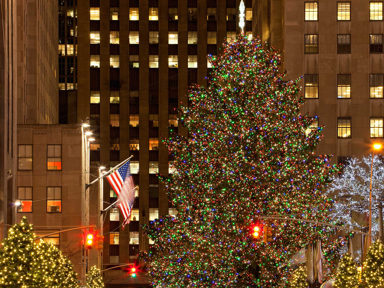 Blick auf den Weihnachtsbaum in New York City.