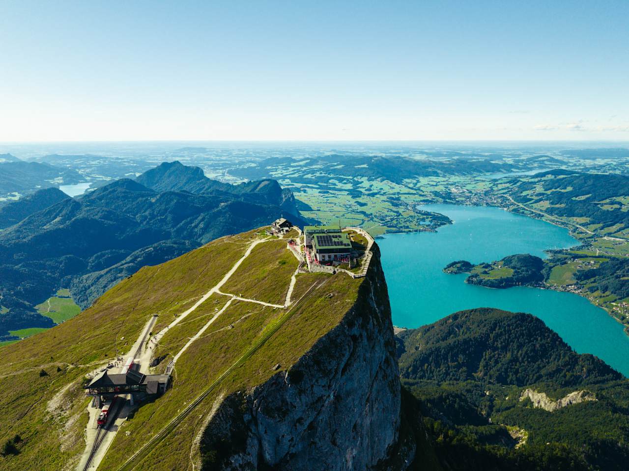 Schafberg mit Blick auf den Wolfgangsee, Salzburger Land, Österreich.