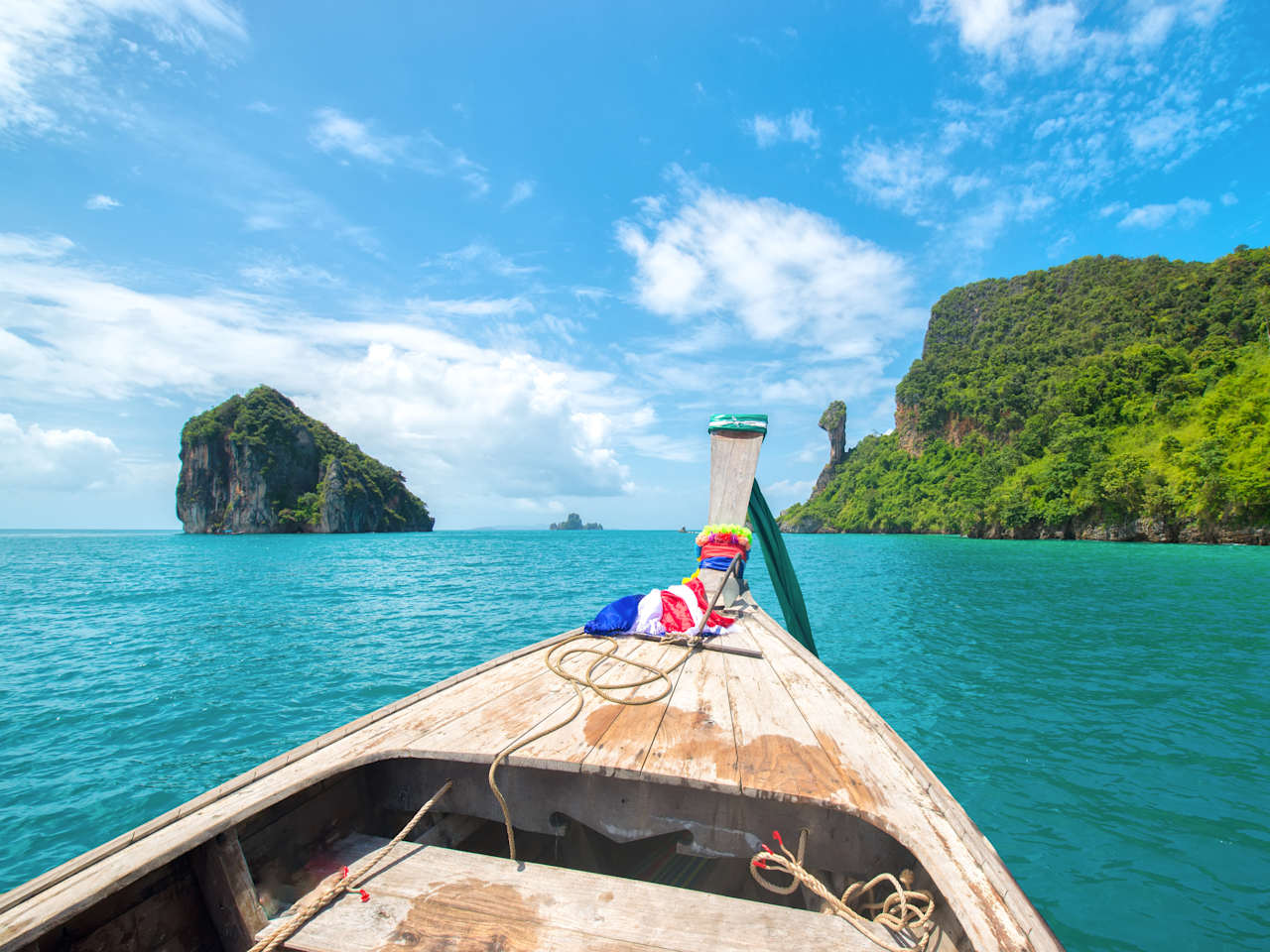 boat go to Chicken island in the Andaman sea,Krabi,Thailand