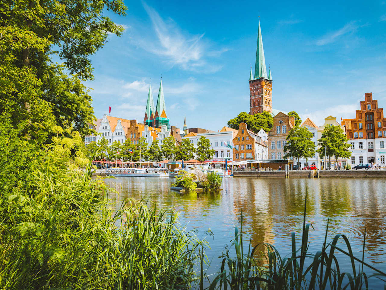 Fluss Trave in Lübeck, Schleswig-Hostein, Deutschland