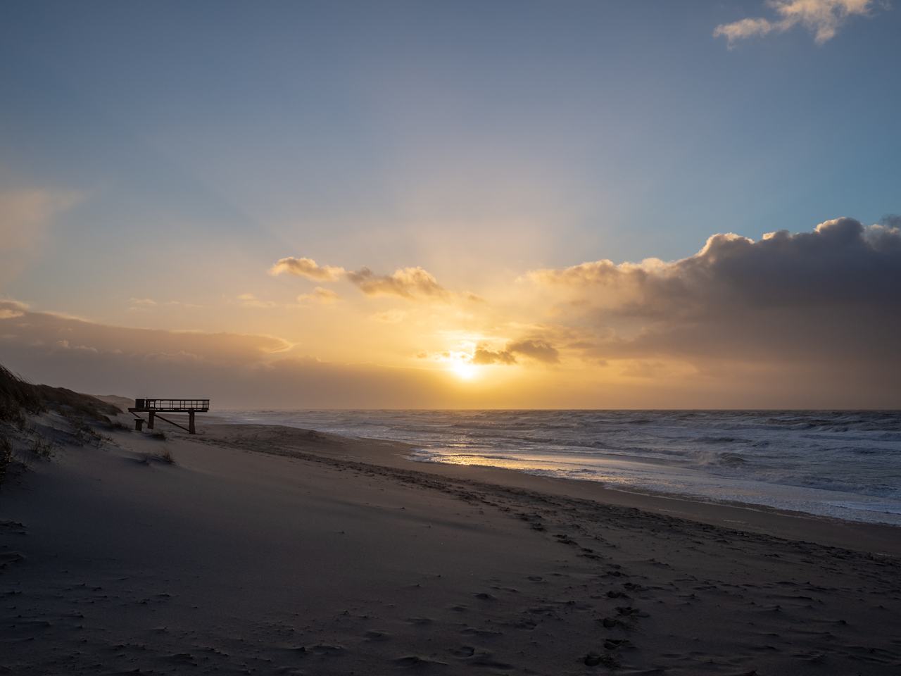 Breathtaking Sunset at the amazing Beach of Kampen Buhne 16 on the Island Sylt in Germany
