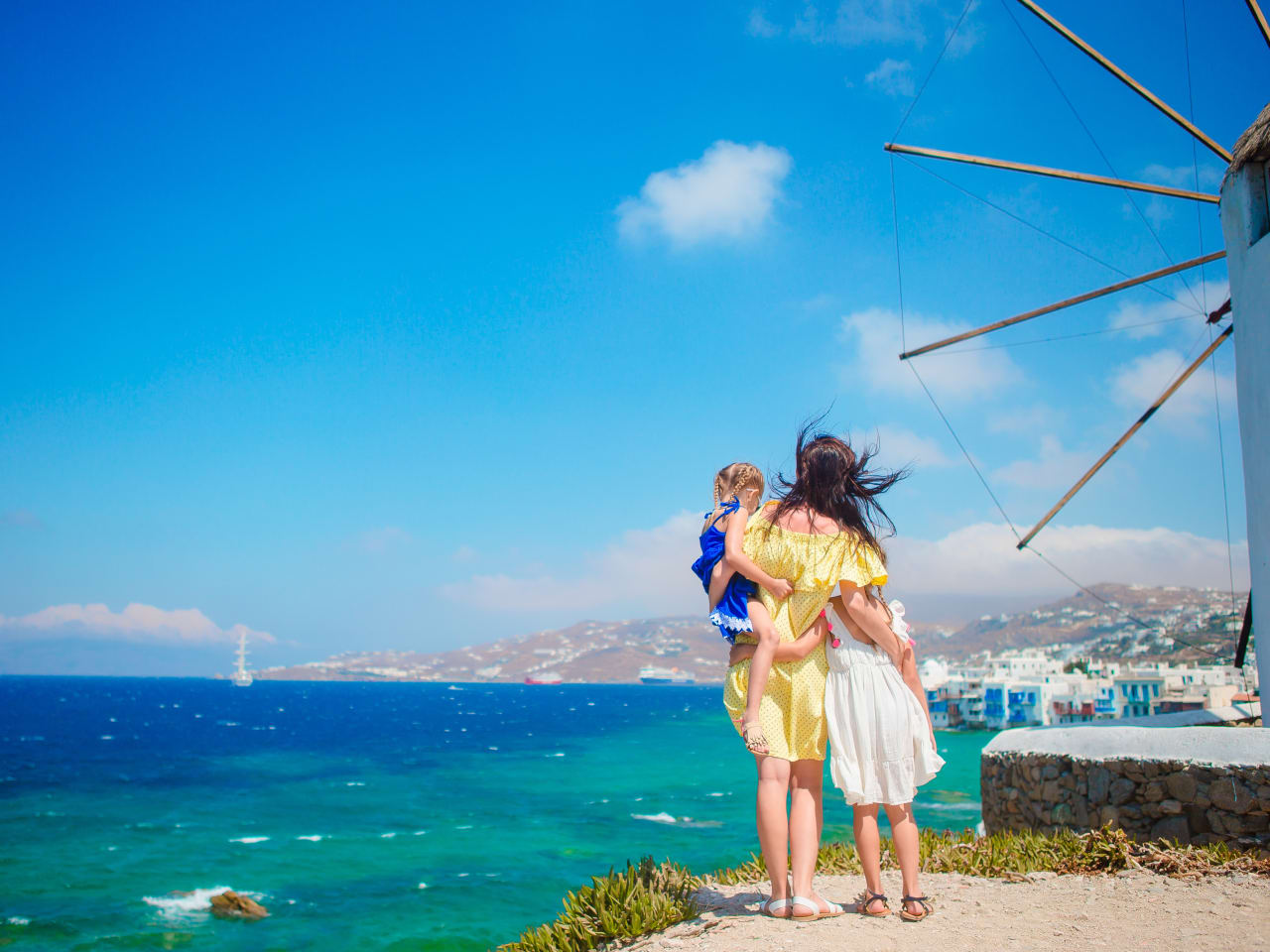 Familienurlaub am Strand, griechische Inseln