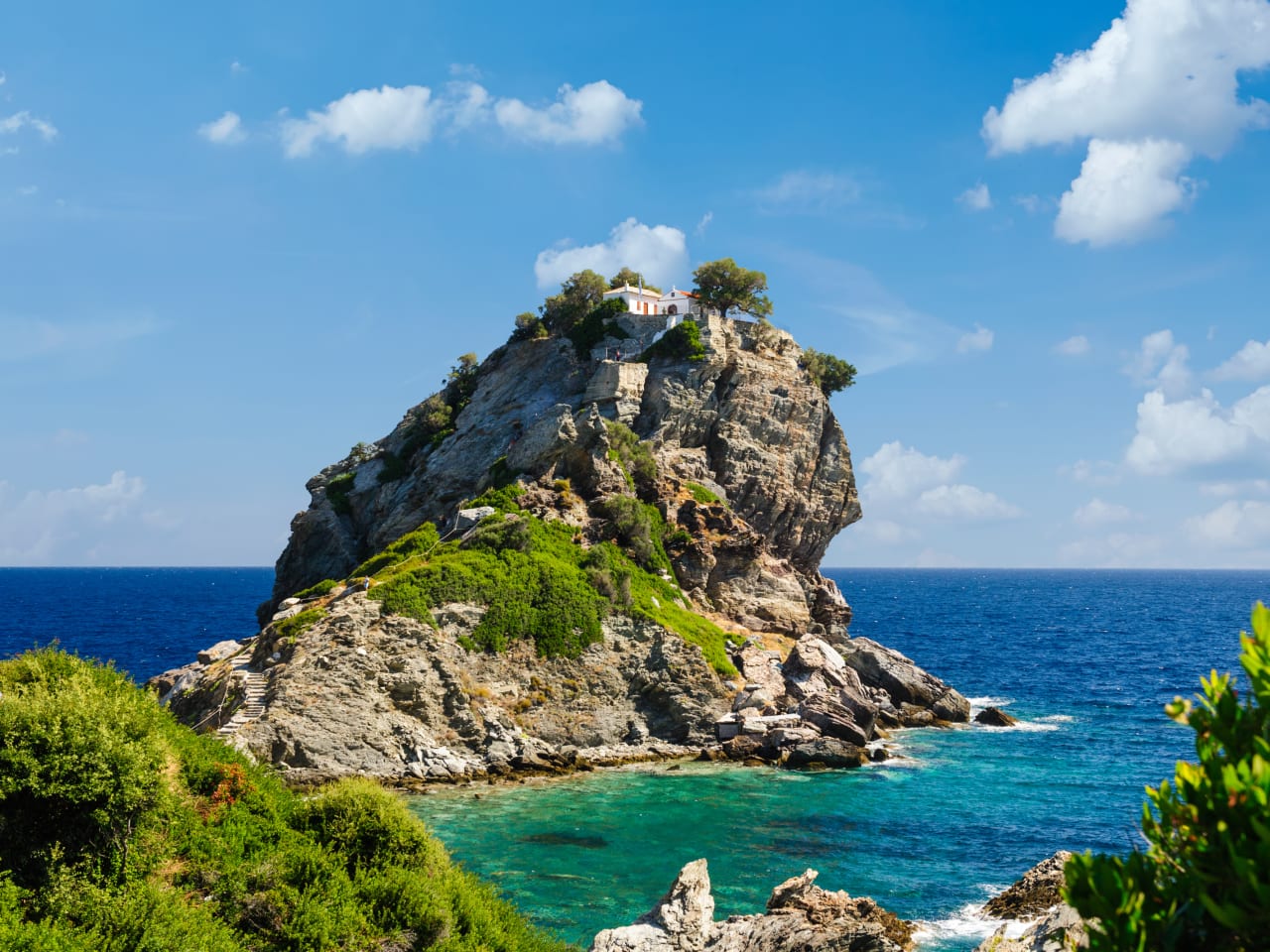 Kirche Àgios Ioánnis sto Kastrí (Mamma Mia! Kirche), Skopelos Stadt, Sporaden