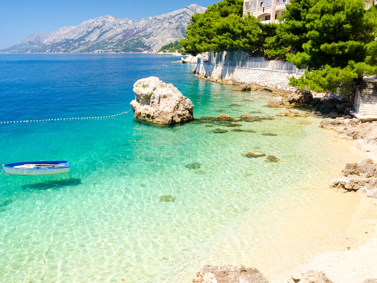 beach in Brela on Makarska Riviera, Dalmatia, Croatia
