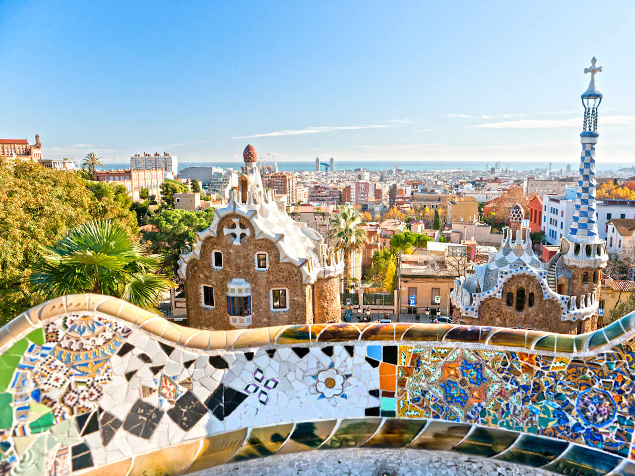Gaudís Park Güell, Barcelona, Katalonien, Spanische Mittelmeerküste