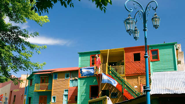 Bunte Häuser im Stadtteil La Boca, Buenos Aires.