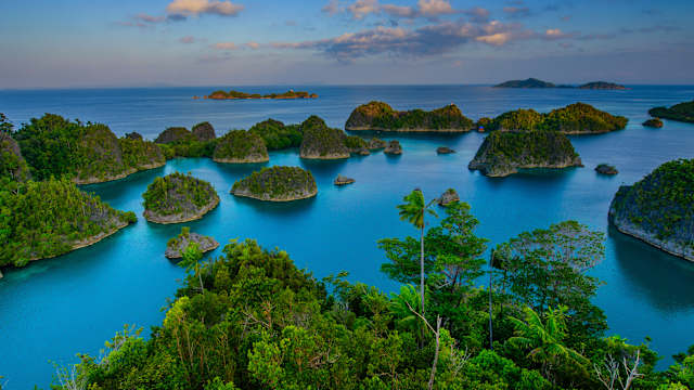 Eine Bucht mit zahlreichen kleinen Inseln.