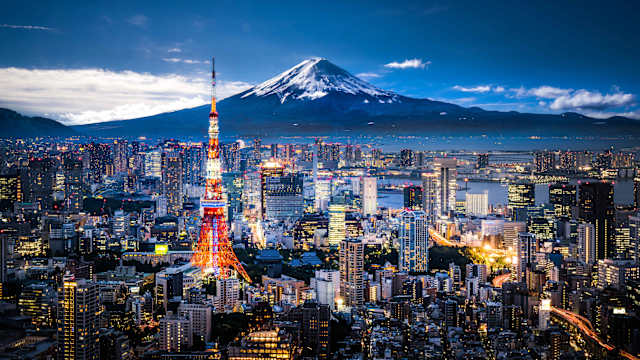 Skyline von Tokio, Japan.