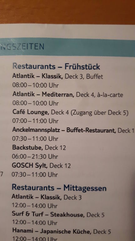 Frühstückszeiten Seetag Mein Schiff 3 Holidaycheck