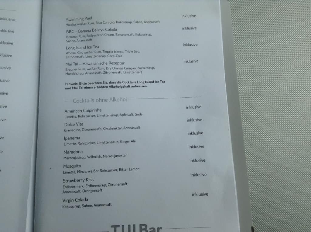 Barkarte Tui Mein Schiff 5 Holidaycheck