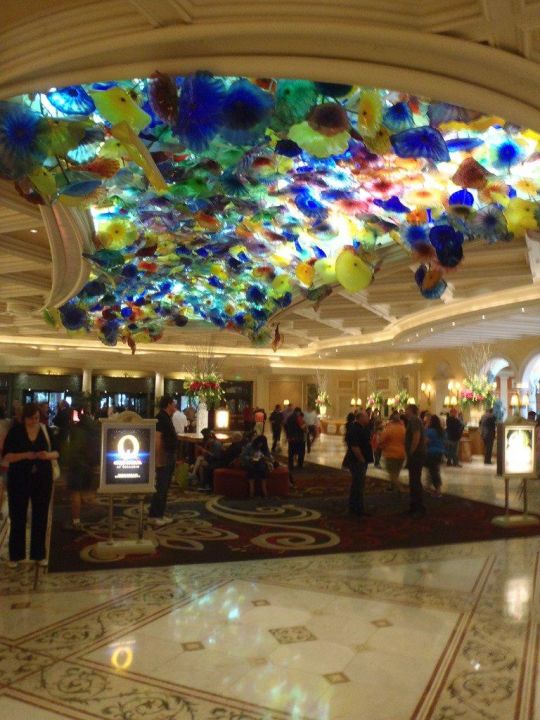 Sehr Kunstvolle Decke In Grosser Lobby Hotel Bellagio Las