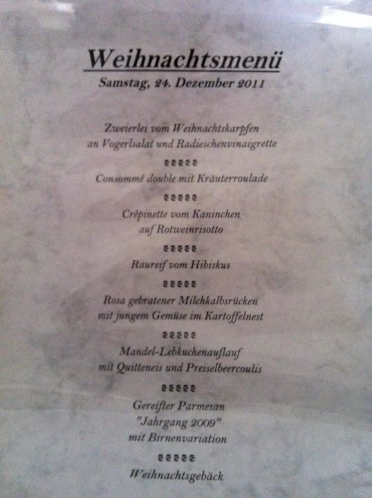 "Menü Weihnachten" Hotel Oberforsthof (St. Johann im Pongau