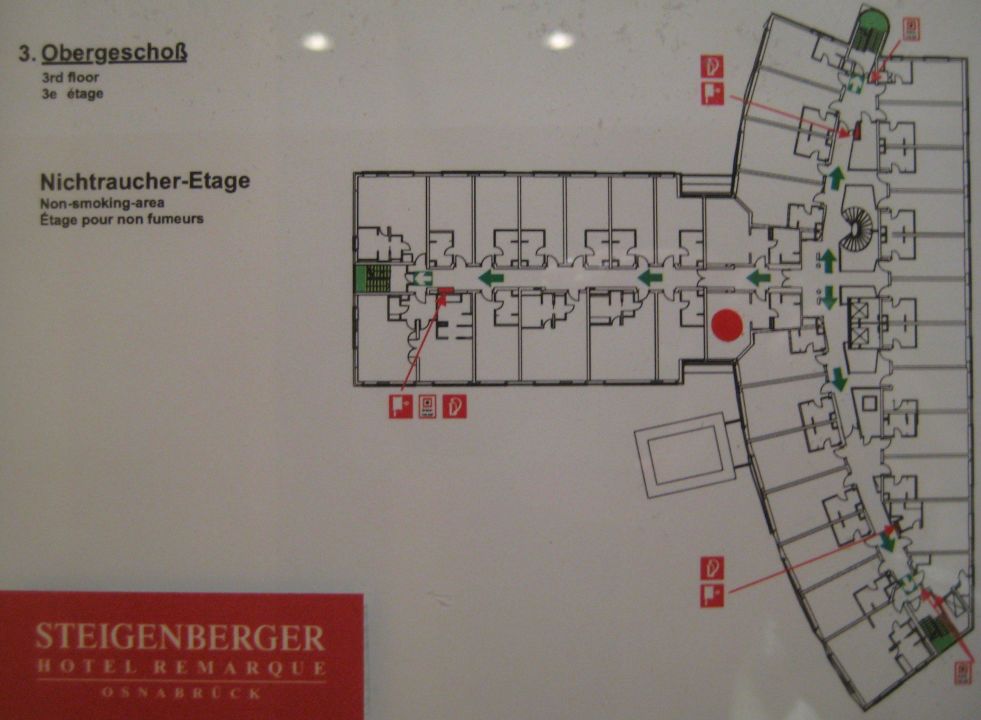 &ldquo;Flucht-/Rettungsplan 3. Etage/Zimmerlage&rdquo; Vienna House Remarque