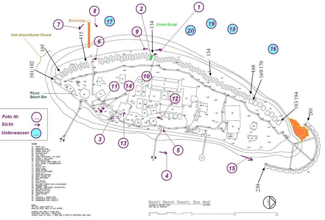 "Inselplan und Bildverzeichnis" Hotel Reethi Beach Resort (Eydhafushi