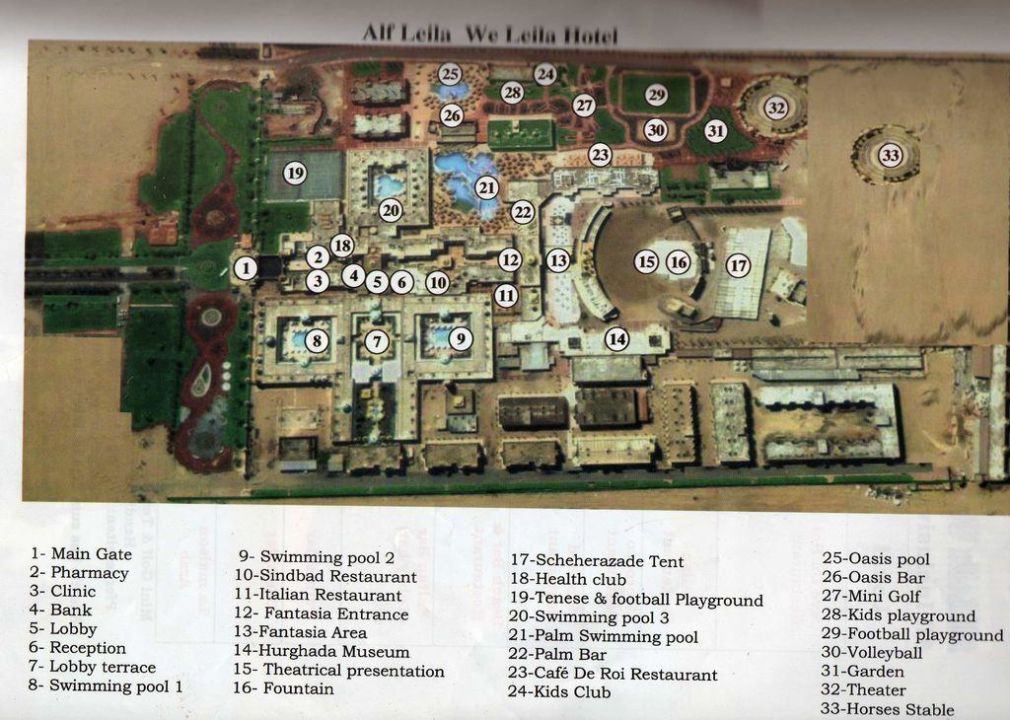 Lageplan Der Hotelanlage Alf Leila Wa Leila Hurghada