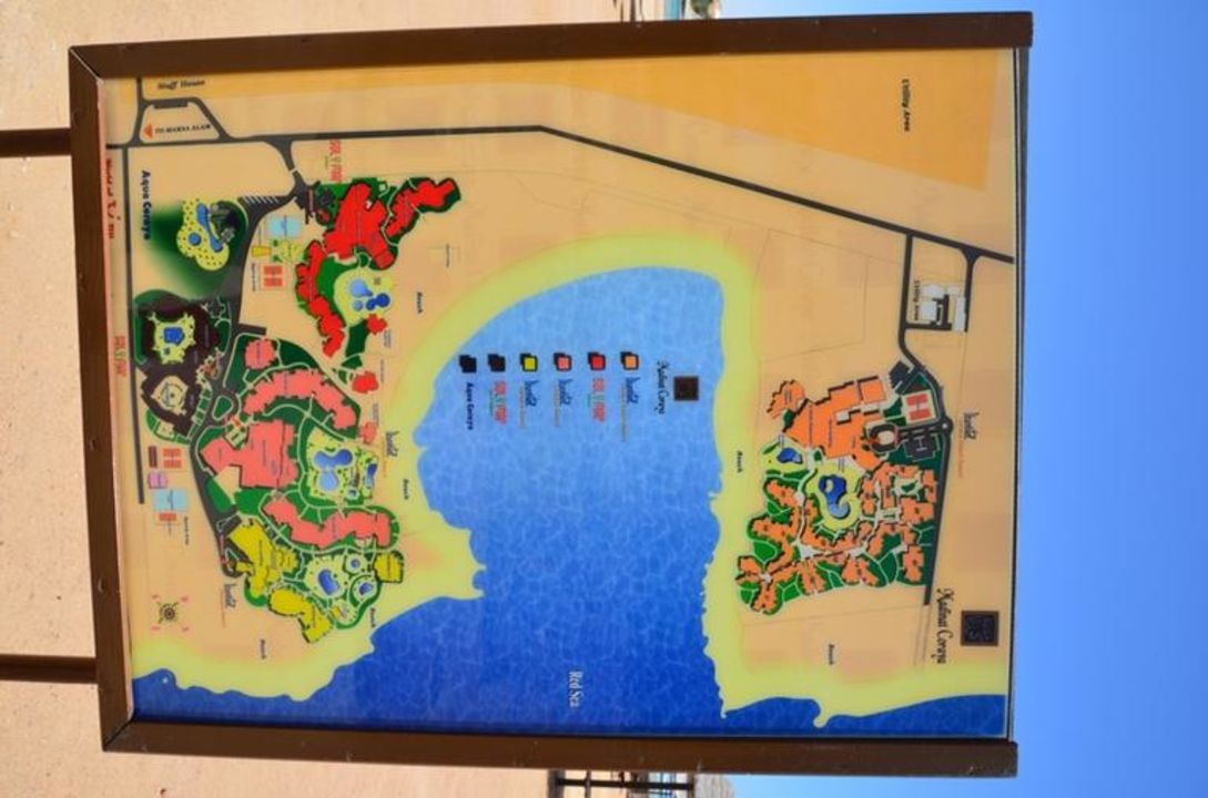 "Karte der Coraya-Bay (Rotes Gebäude=Dar el Madina)" Jaz Dar EL Madina