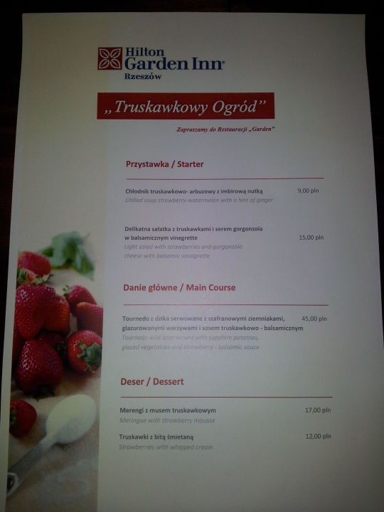 Truskawkowe Menu Hotel Hilton Garden Inn Rzeszow Rzeszow