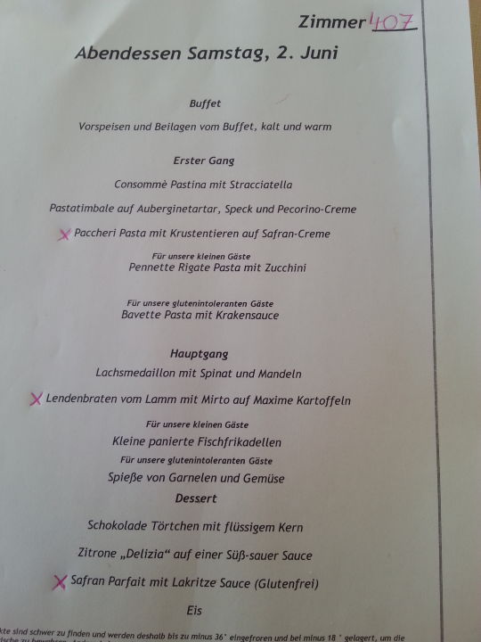 "Speisekarte" Hotel Stelle Marine (Cannigione) • HolidayCheck