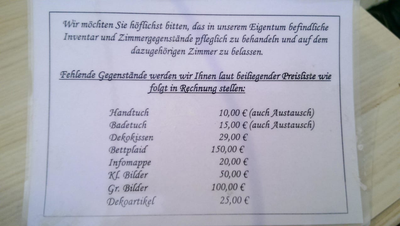 "Willkommensgruß" auf dem Zimmer!!! Walpurgishof