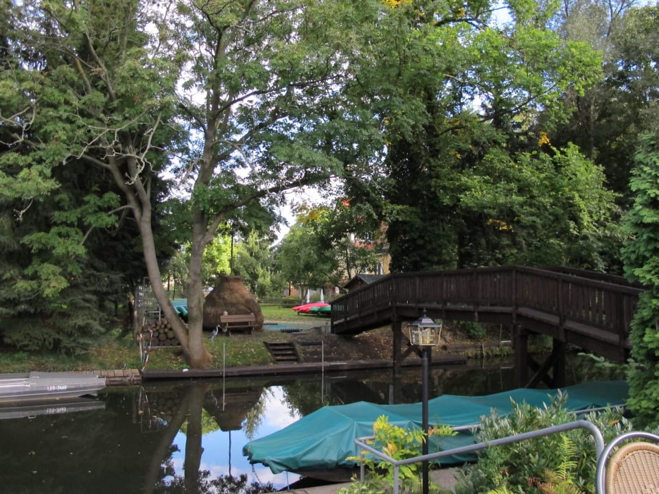 Ausblick vom Balkon auf den Fluss "Berste" Spreewaldhotel Stephanshof