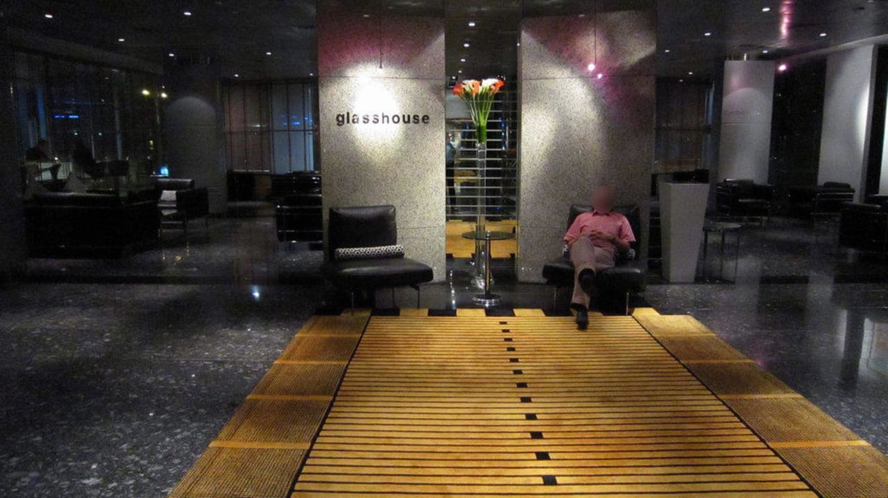 Entrance to Glasshouse restaurant Golden Sands Hotel Creek